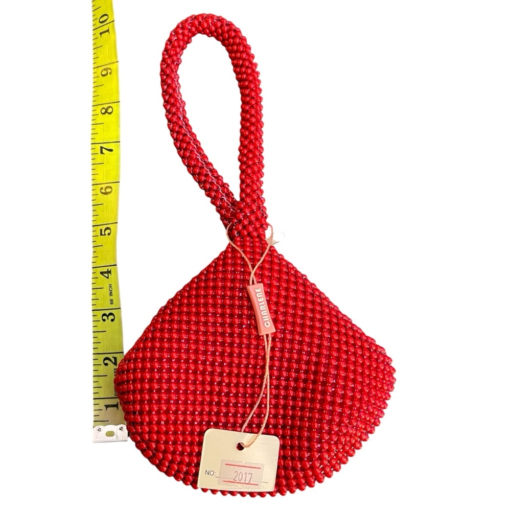 NWT Red Beaded Pouch Wrist Bag - Picture 9 of 9